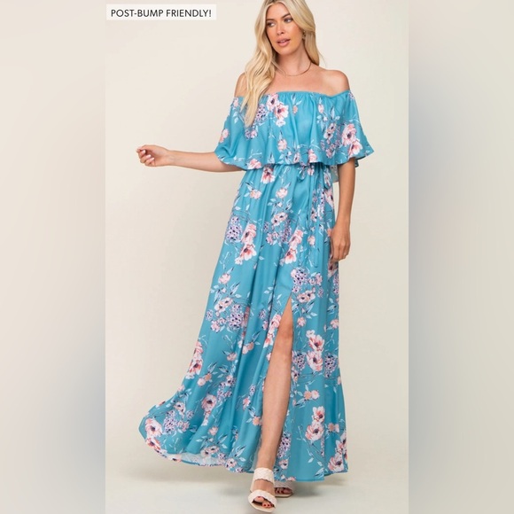 Pinkblush floral off the shoulder maxi dress nwot - Picture 1 of 5